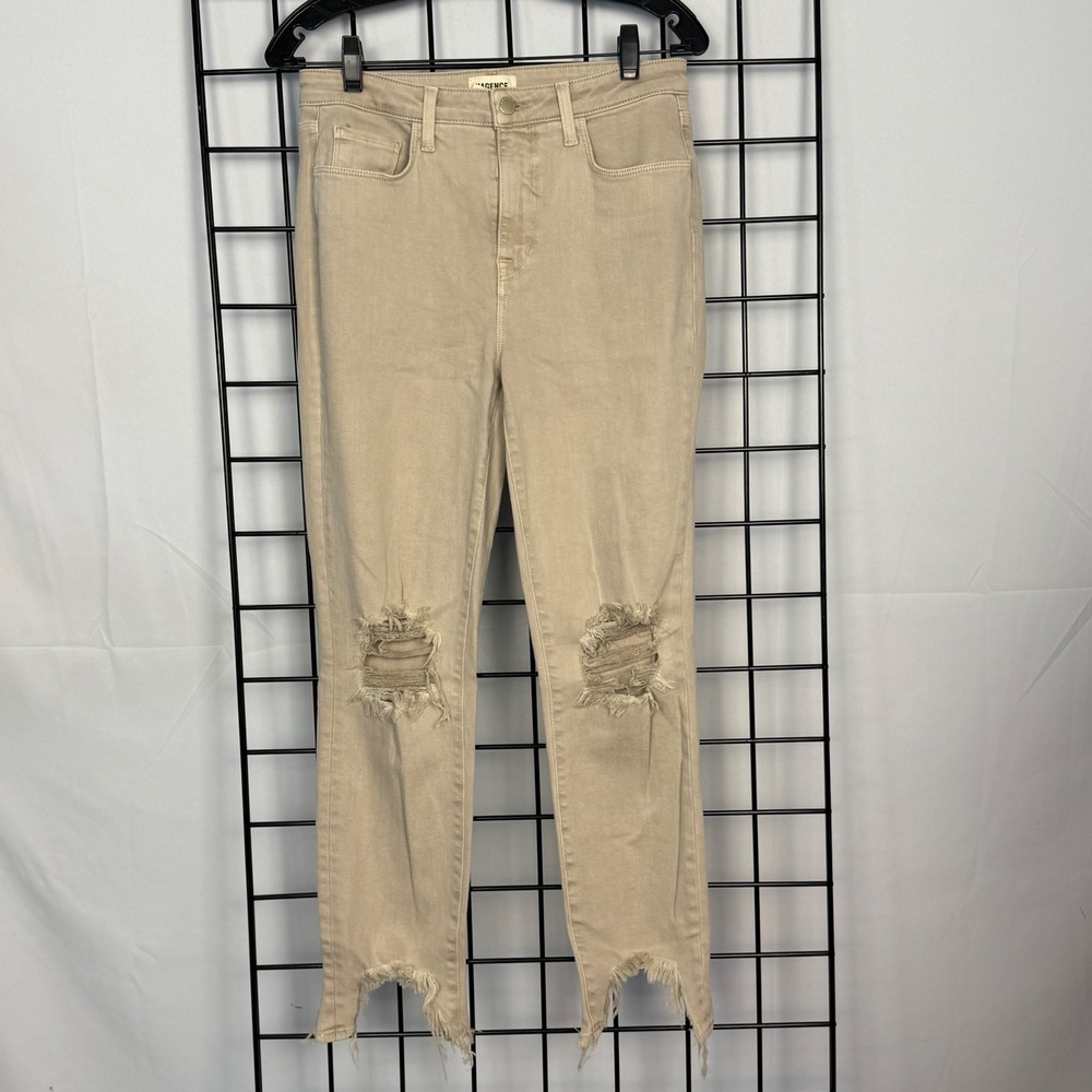 L'agence BISCUIT DESTRUCTED Jeans Womens 28 Beige High Line High Rise Skinny